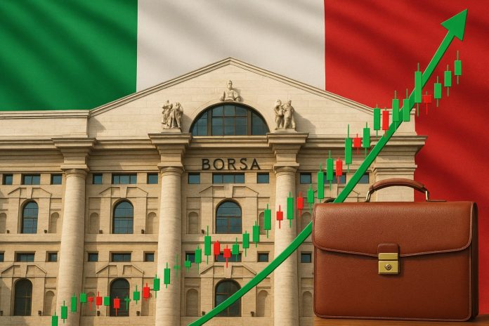 borsa di Milano e grafico al rialzo