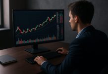 Come valutare i costi nascosti nel trading online (spread, rollover, commissioni) trader davanti a desktop