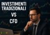 trader che analizza e la scritta "investimenti tradizionali vs cfd"