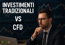 trader che analizza e la scritta "investimenti tradizionali vs cfd"