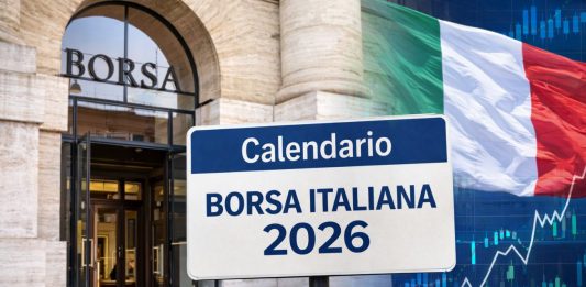 ingresso Piazza Affari con cartello con calendario