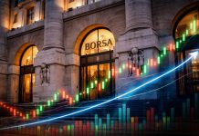 borsa di Milano e grafico a candele