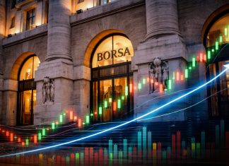 borsa di Milano e grafico a candele
