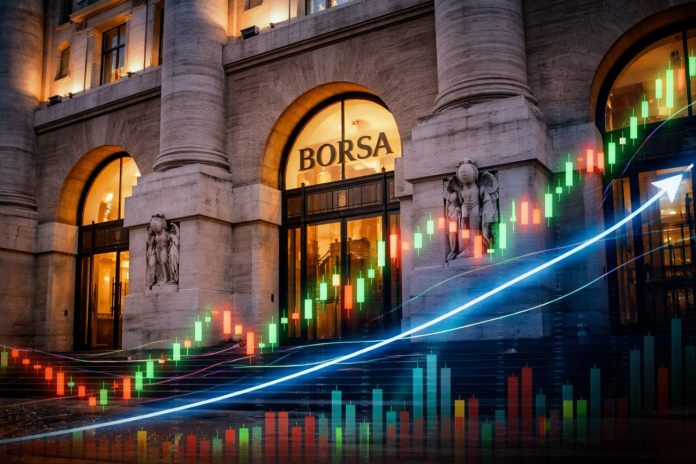 borsa di Milano e grafico a candele