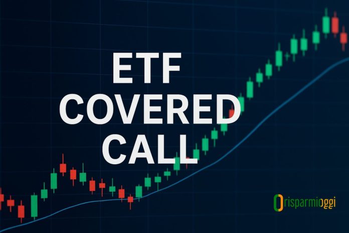 ETF covered call grafico a candele e scritta ETF covered call