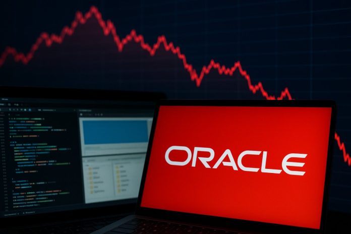 Oracle Oracle su un desktop e grafico di borsa