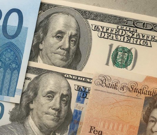 banconote dollari, euro e sterline