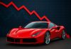 Azioni Ferrari: crollo si aggrava. Cosa succede e come cavalcare il sell? auto Ferrari sportiva e grafico borsa in sell
