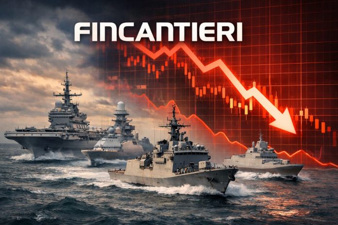 crollo Fincantieri navi da guerra e logo Fincantieri