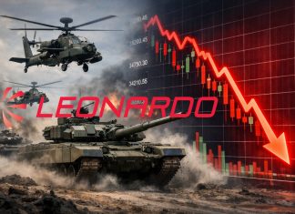 carri armati, elicotteri e grafico borsa in ribasso