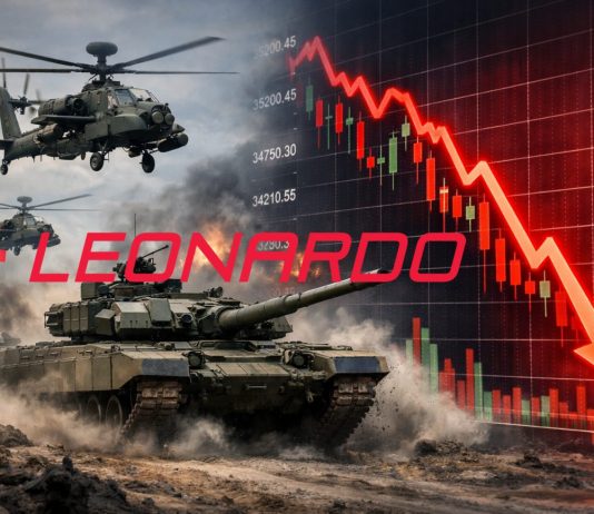 carri armati, elicotteri e grafico borsa in ribasso