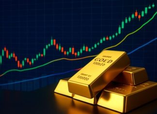 lingotti oro e grafico a candele