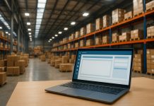 Cosa sono i cespiti aziendali e come gestirli in maniera ottimale magazzino e laptop con software sul tavolo