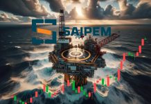 piattaforma petrolio e grafico a candele