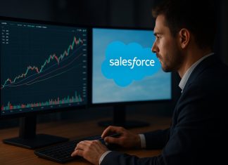 trader davanti a laptop con grafici