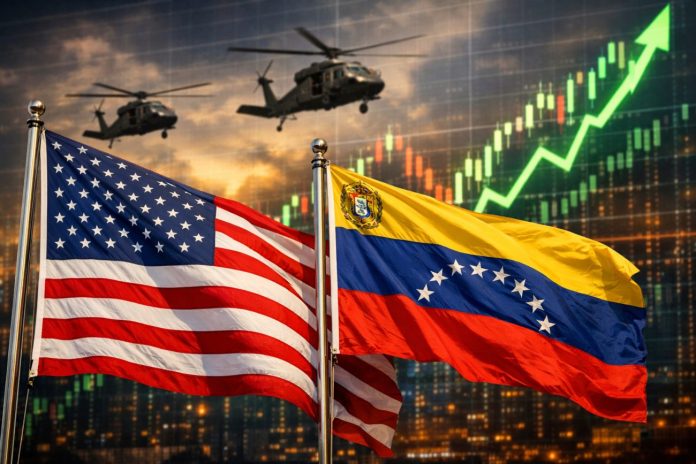 elicotteri e bandiere Usa e Venezuela