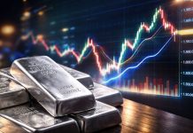 lingotti argento e grafico volatile