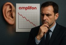 trader che pensa e grafico al ribasso (AI)