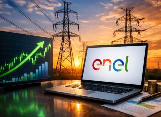 tralicci energia e grafico di borsa