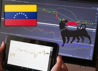 chart di trading e bandiera del Venezuela