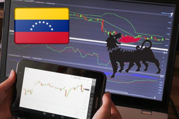 chart di trading e bandiera del Venezuela