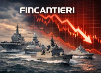 navi da guerra e grafico al ribasso