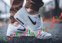 Le azioni Nike esploderanno nel 2026? Solo a queste 4 condizioni scarpe Nike e grafico a candele