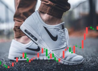 scarpe Nike e grafico a candele