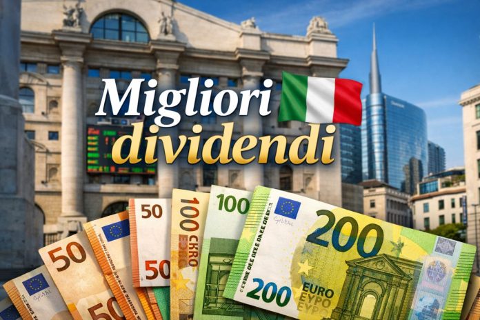 migliori dividendi ingresso della borsa di Milano con soldi a simboleggiare dividendi
