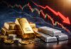 Crollo oro e argento: quando finirà? E’ il caso di comprare a questi prezzi? lingotti oro e argento e grafico sell