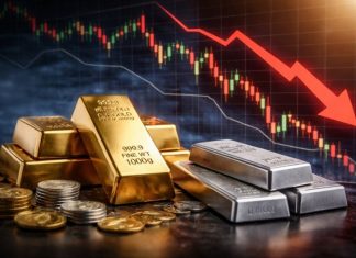 lingotti oro e argento e grafico sell