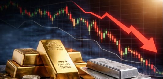 lingotti oro e argento e grafico sell