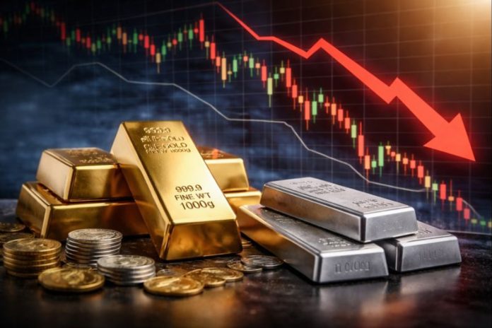 lingotti oro e argento e grafico sell