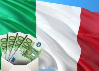 bandiera Italia e soldi