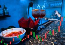 bicchiere drink e grafico a candele