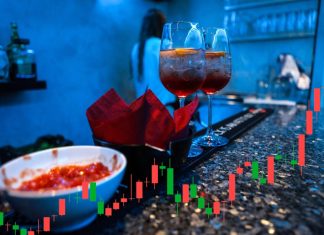 bicchiere drink e grafico a candele