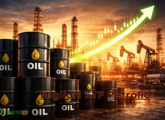 barili di petrolio e grafico al rialzo