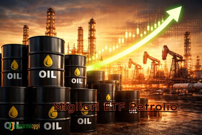 barili di petrolio e grafico al rialzo