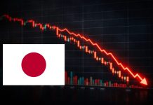 Perchè la Borsa di Tokyo è crollata? Duro alert BoJ su inflazione grafico in forte ribasso e bandiera del Giappone