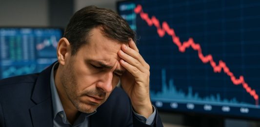 trader che guarda crollo