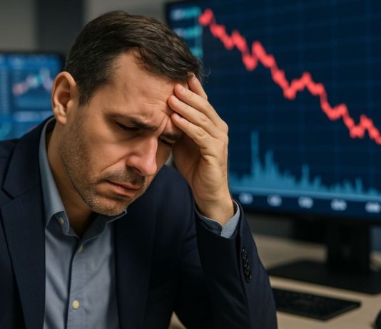 trader che guarda crollo