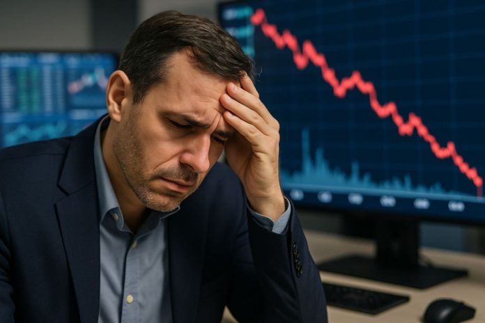 trader che guarda crollo