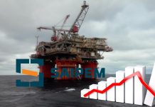 piattaforma petrolio e grafico di crollo