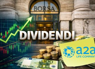 ingresso piazza affari con soldi a simboleggiare i dividendi