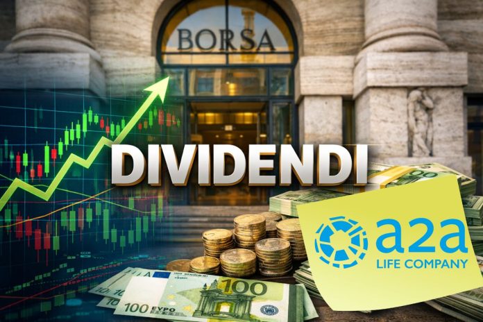 ingresso piazza affari con soldi a simboleggiare i dividendi