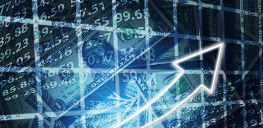 dollaro con freccia verso alto