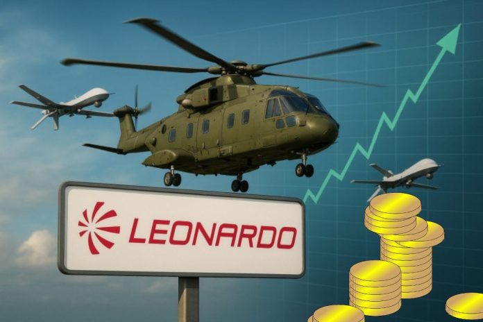 elicotteri droni e logo Leonardo