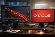 grafico di sell e logo Oracle su desktop