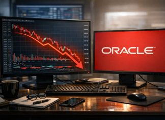 grafico di sell e logo Oracle su desktop
