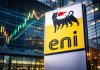 grafico borsa e insegna Eni